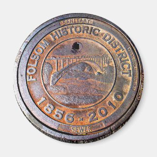 Historisches Manhole Cover: Folsom, Kalifornien Magnet