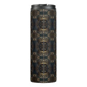 Historisches Mittelalter Schwarz und Gold Thermosbecher (Rückseite)