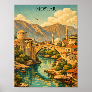 Historisches Mostar, Bosnien Stari Most Brücke Wah Poster