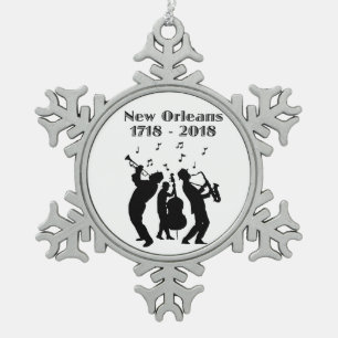 Historisches New Orleans Dreihundertjährig Schneeflocken Zinn-Ornament