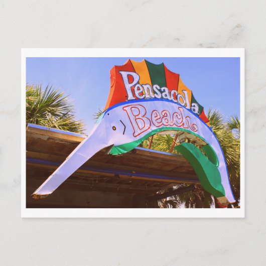 Historisches Pensacola Beach Neon Sign Postkarte (Vorderseite)