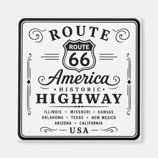 Historisches Route 66 Schild Dekor Magnet (Vorne)