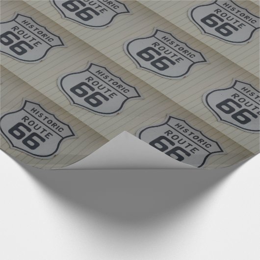 Historisches Schild Route 66 Geschenkpapier (Ecke)