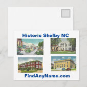 Historisches Shelby NC Postkarte (Vorne/Hinten)