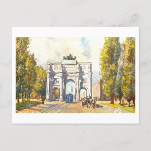 Historisches Siegestor in München, Deutschland Postkarte (Vorderseite)