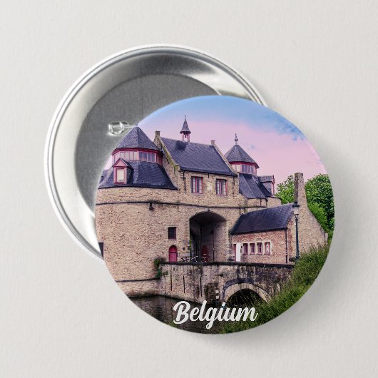 Historisches Stadttor in Brügge Button (Vorne & Hinten)