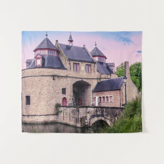 Historisches Stadttor in Brügge Wandteppich (Vorderseite (Horizontal))