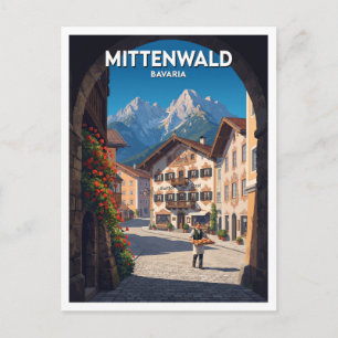 Historisches Stadtzentrum von Mittenwald Deutschla Postkarte