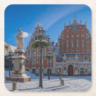 Historisches Stadtzentrum von Riga, Lettland Rechteckiger Pappuntersetzer