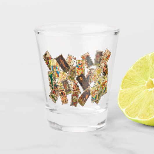 Historisches Tarot Showglas Schnapsglas (Vorderseite)