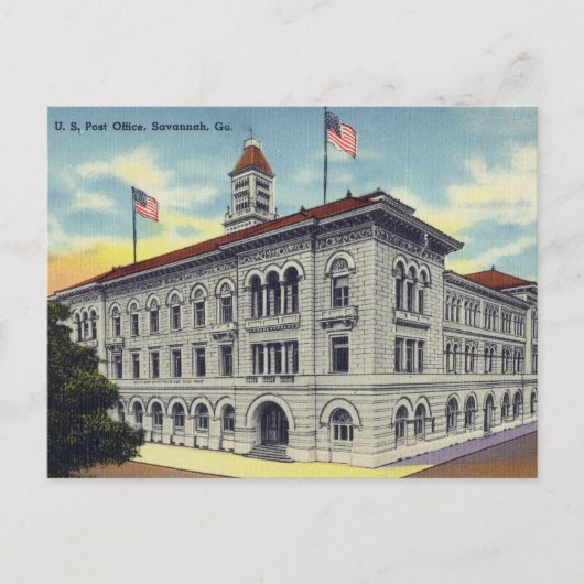 Historisches US Post Office Gebäude Savannah GA Postkarte (Vorderseite)