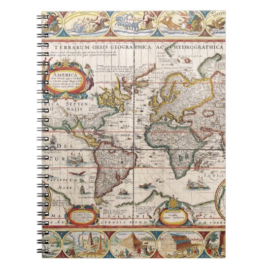 Historisches World Map Notebook Notizblock (Vorderseite)
