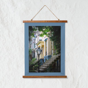 Historisches Zentrum Savannah GA Zuhause Fotografi Wandteppich Mit Holzrahmen