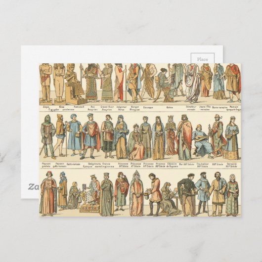 Historisches Ziviles Kleid Postkarte (Vorne/Hinten)