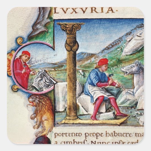 Historisierter Anfangswert "L" Quadratischer Aufkleber (Vorderseite)