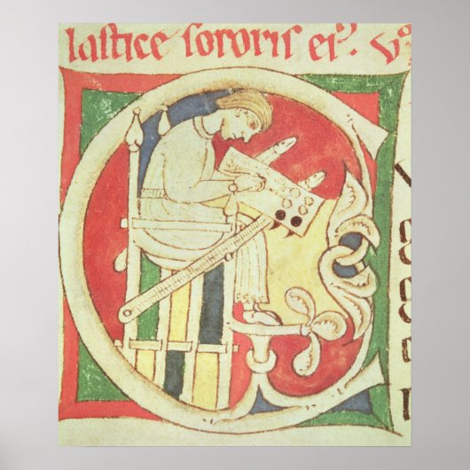 Historisiertes anfängliches 'C', das einen Mönch d Poster (Vorne)