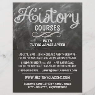 History Blackboard, History Coursing Werbung Flyer