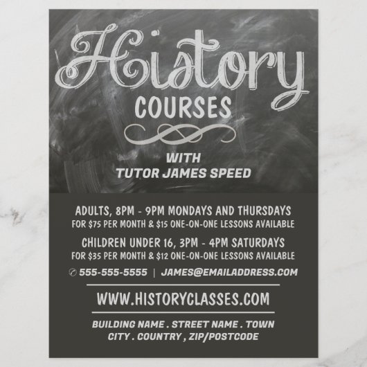 History Blackboard, History Coursing Werbung Flyer (Vorne)