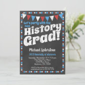 History Graduation Party Einladung Red Blue (Stehend Vorderseite)