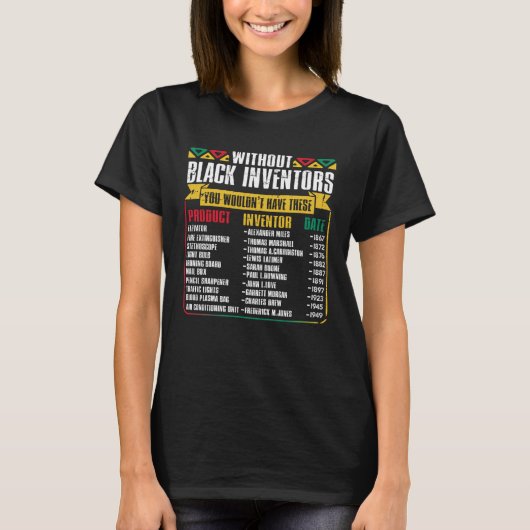 History Of Forgotten Black Inventors Black History T-Shirt (Vorderseite)