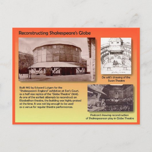 History, Performance Arts, New Globe Theatre Postkarte (Vorderseite)