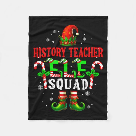 History Teacher Elf Squad Xmas Elf Hat Scute Ss Cu Fleecedecke (Vorderseite)