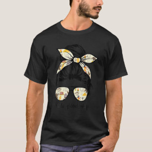History Teacher Messy Bun Life Hair Brille T-Shirt