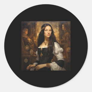 History Woman Painting Sticker3 Runder Aufkleber