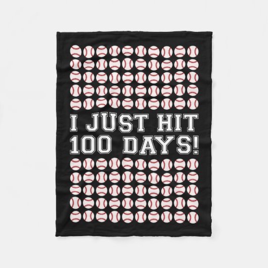 Hit 100 Days of School Baseball Lehrer Jungs 100. Fleecedecke (Vorderseite)