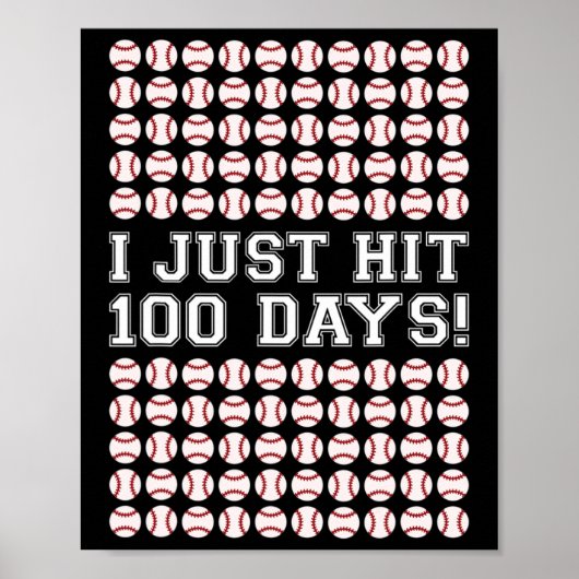 Hit 100 Days of School Baseball Lehrer Jungs 100. Poster (Vorne)