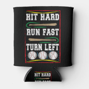 Hit Hard Run Fast Turn Verlassen Baseball Player Dosenkühler