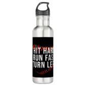 Hit Hard Run Fast Turn Verlassen Funny Baseball Pl Edelstahlflasche (Vorderseite)