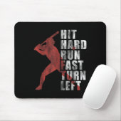 Hit Hard Run Fast Turn Verlassen Funny Baseball Pl Mousepad (Mit Mouse)