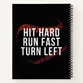 Hit Hard Run Fast Turn Verlassen Funny Baseball Pl Notizblock (Rückseite)