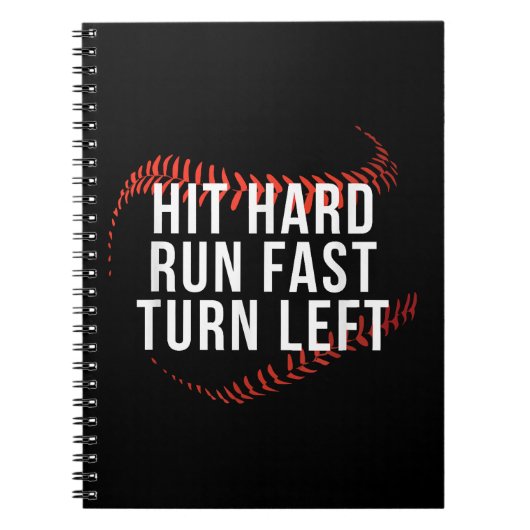 Hit Hard Run Fast Turn Verlassen Funny Baseball Pl Notizblock (Vorderseite)
