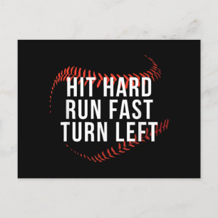Hit Hard Run Fast Turn Verlassen Funny Baseball Pl Postkarte