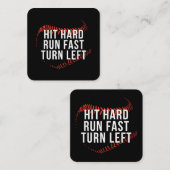 Hit Hard Run Fast Turn Verlassen Funny Baseball Pl Quadratische Visitenkarte (Vorne/Hinten)
