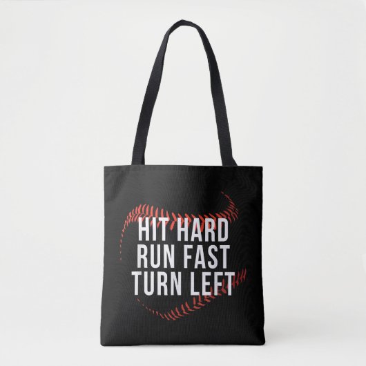 Hit Hard Run Fast Turn Verlassen Funny Baseball Pl Tasche (Vorderseite)