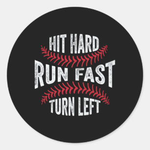 Hit Hard Run Fast Turn Verlassen Funny Sell Player Runder Aufkleber