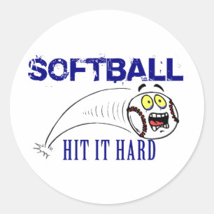 Hit it Hard Softball Runder Aufkleber