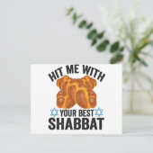 Hit me With Your Best Shabbat Funyn Hanukkah Food Postkarte (Stehend Vorderseite)