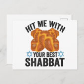 Hit me With Your Best Shabbat Funyn Hanukkah Food Postkarte (Vorne/Hinten)