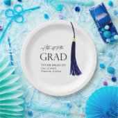 Hit Off To Grad Blue & Gold Tassel Abschluss Pappteller (Party)