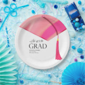 Hit off to Grad Holographic Pink Gold Abschluss Pappteller (Party)