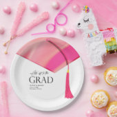 Hit off to Grad Holographic Pink Gold Abschluss Pappteller (Party)