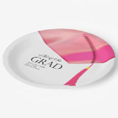 Hit off to Grad Holographic Pink Gold Abschluss Pappteller (Schrägansicht)