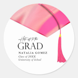 Hit off to Grad Holographic Pink Gold Abschluss Runder Aufkleber