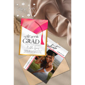 Hit off to Grad Pink & Gold Abschluss Foto Einladung