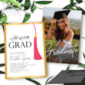 Hit off to Grad Pink Gold Tassel Abschluss Foto Einladung