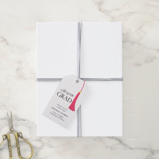 Hit Off to Grad Pink & Gold Tassel Abschluss Geschenkanhänger (Mit Garn)